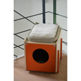 Load image into Gallery viewer, (Cozy Paws) cat bed on orange litter box enclosure
